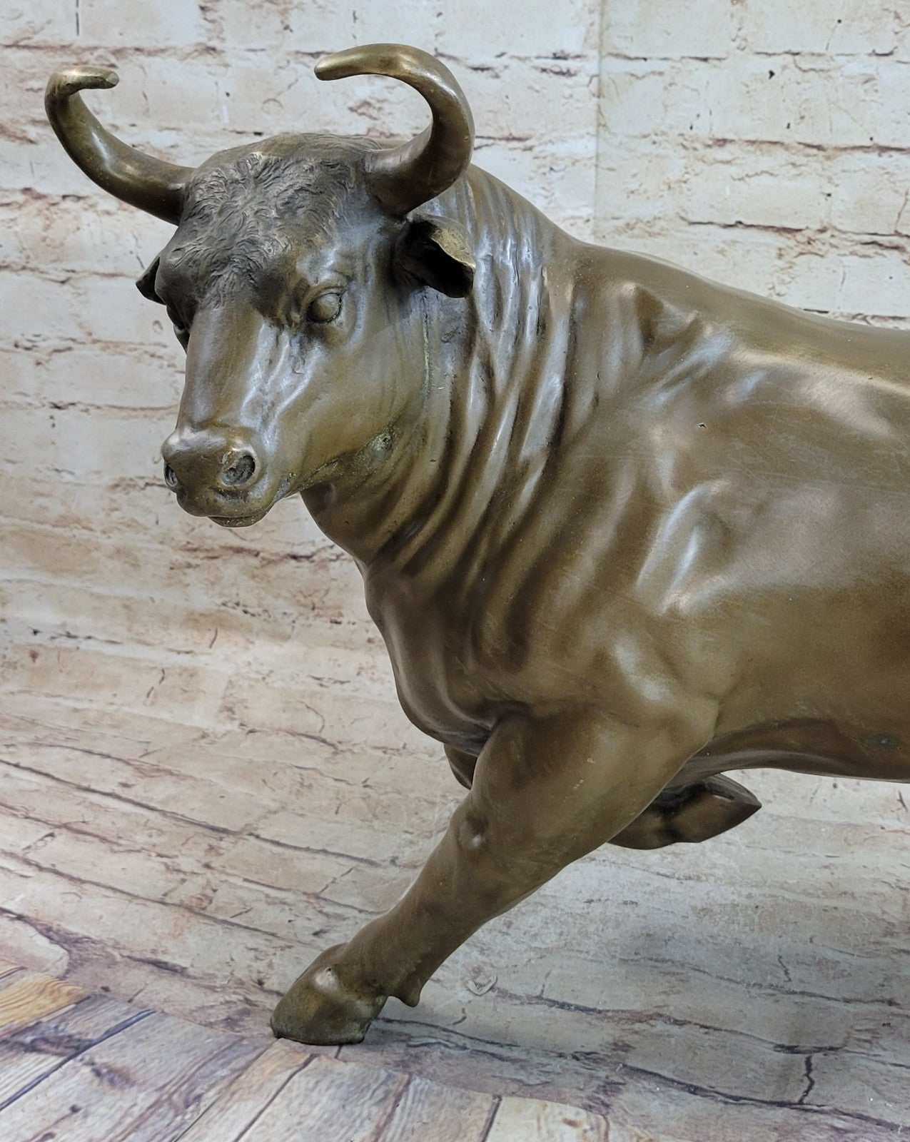 Signed Original Artwork by Portuguese Artist Miguel Lopez Bull Bronze Figurine Decor