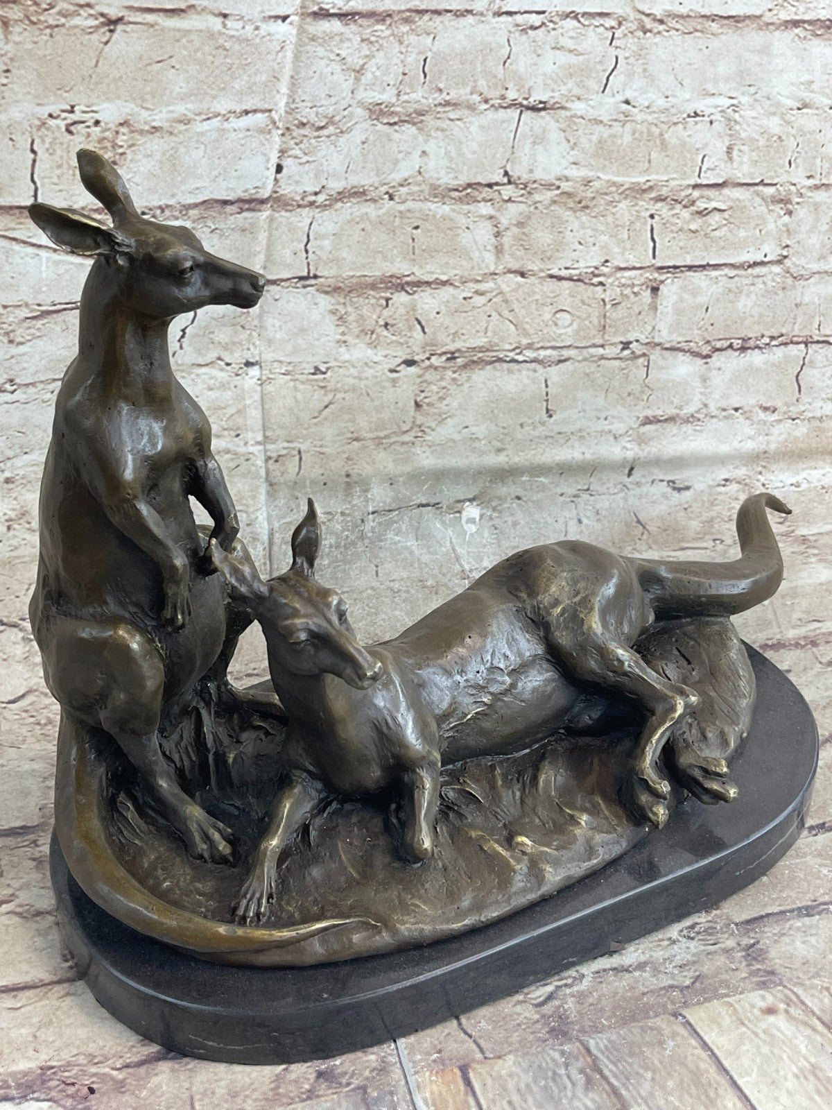 Handcrafted bronze sculpture SALE Kangaroos Australian Two Contemporary Lovely