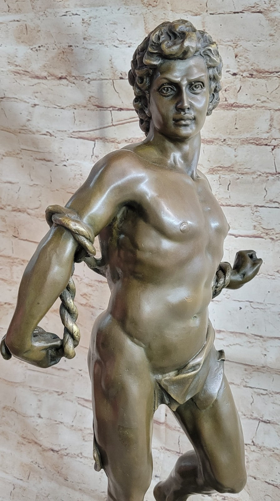 26" Museum Quality Extra Large David Nude Naked Erotic Art Bronze Sculpture Art