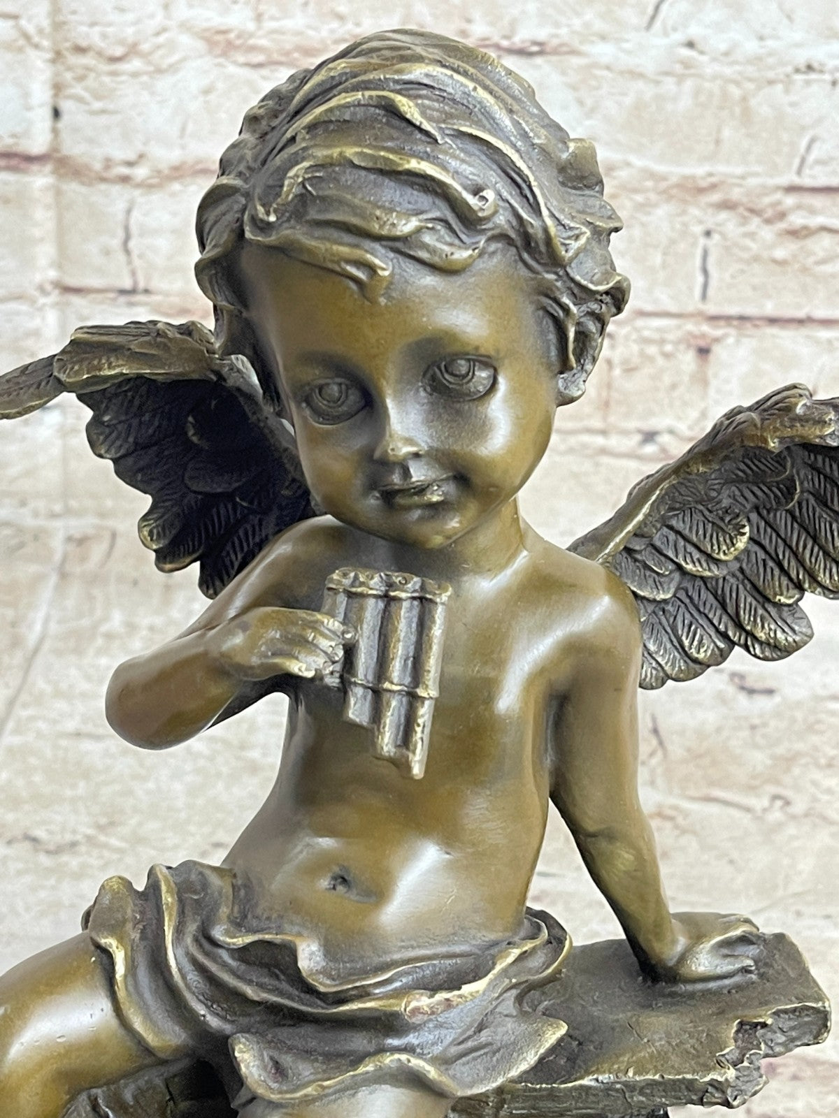 Cast Bronze Statue of a Cherub Angel Signed by Augustine Moreau Artwork