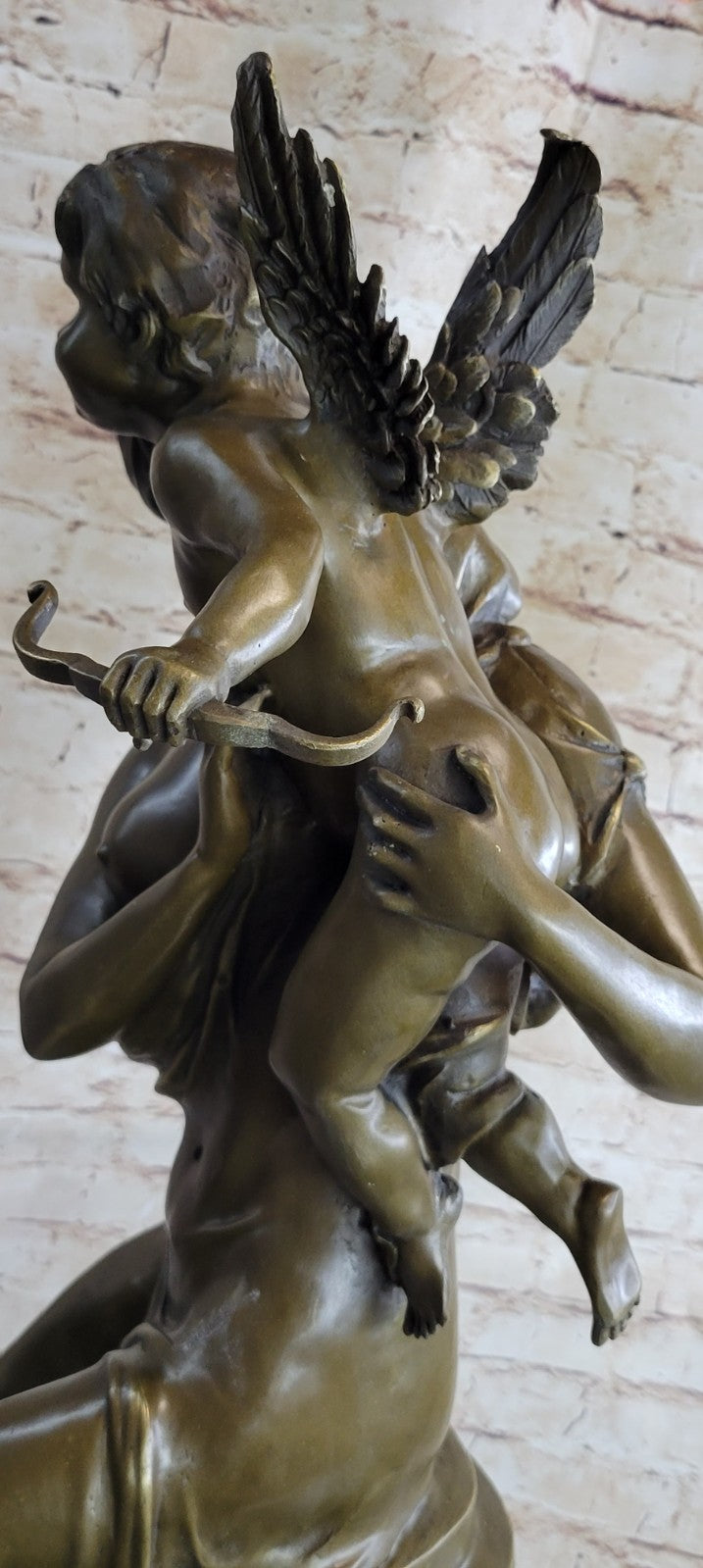 Art Nouveau Nude Woman with Baby Angel Hot Cast Bronze Sculpture Home Decoration