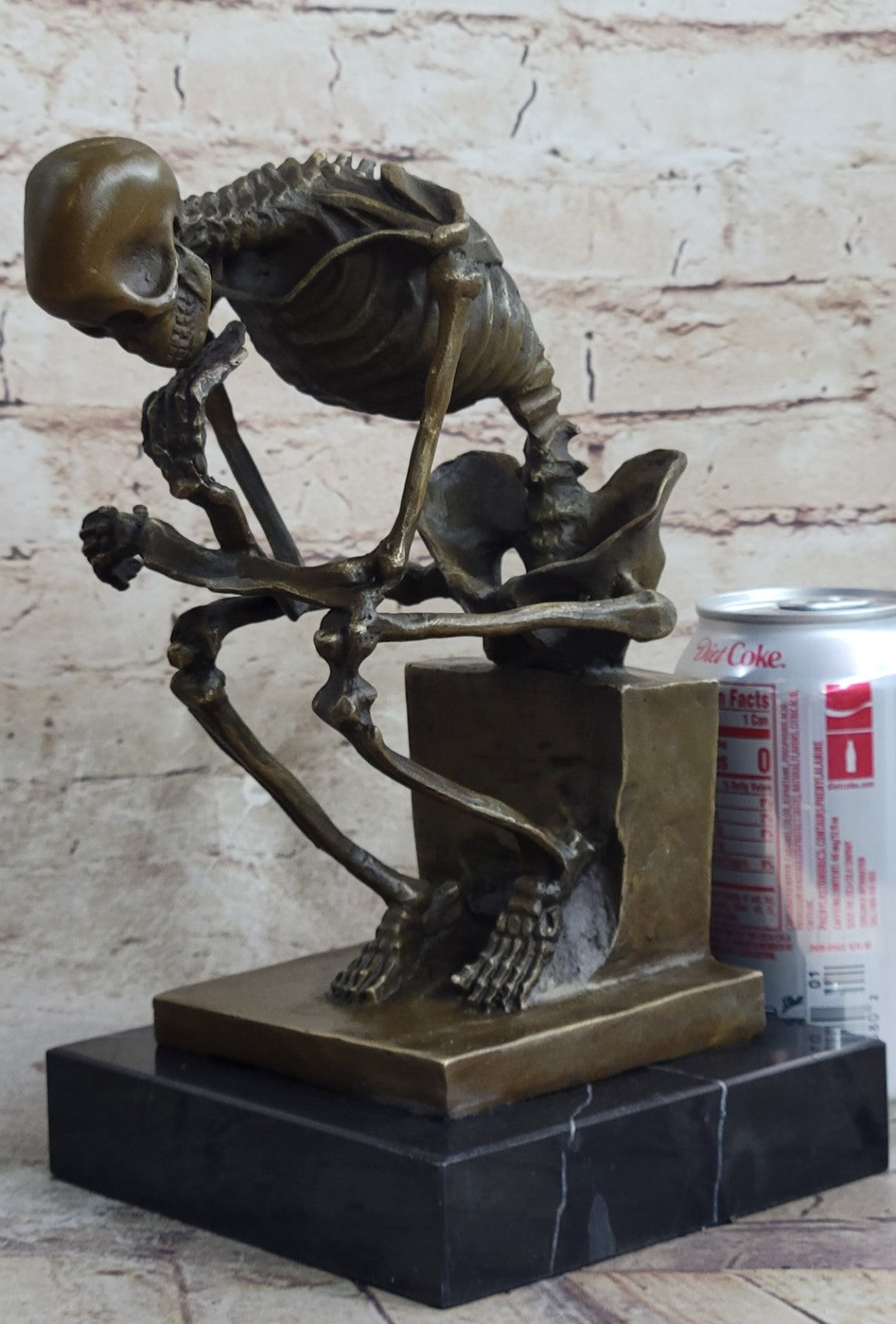 Signed: Milo Bronze Statue Skull Skeleton thinker sculpture Hot Cast Figurine