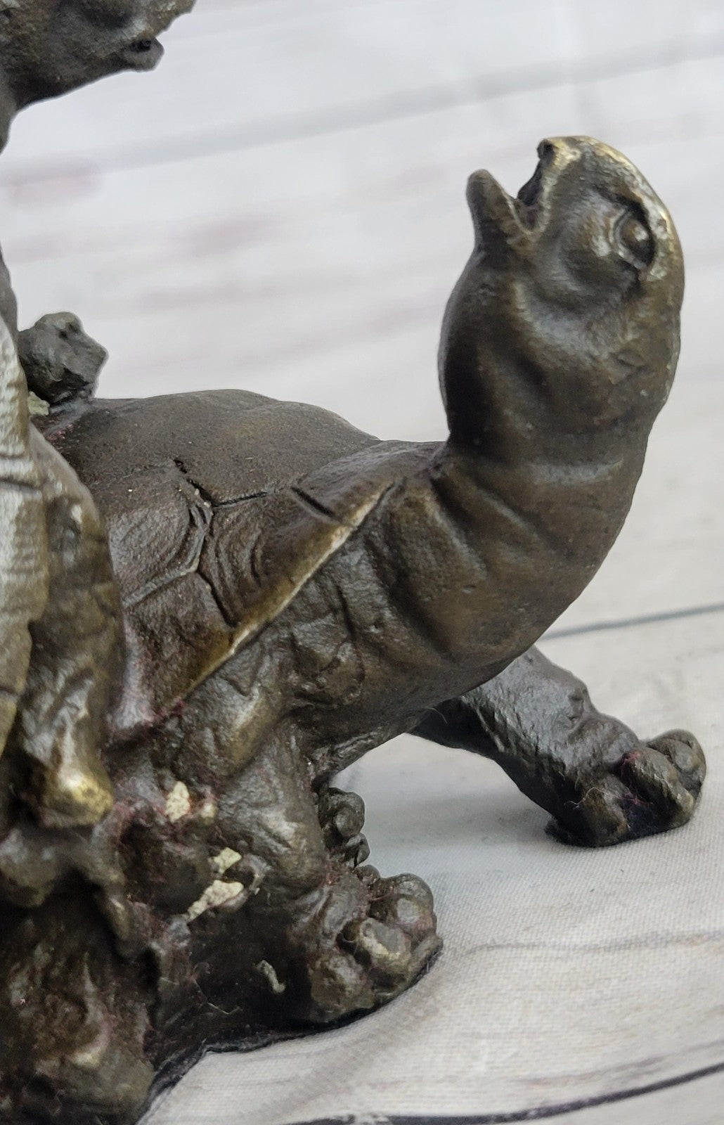 Handcrafted bronze sculpture SALE Art Yard Garden Reptile Turtle Box Figure ART