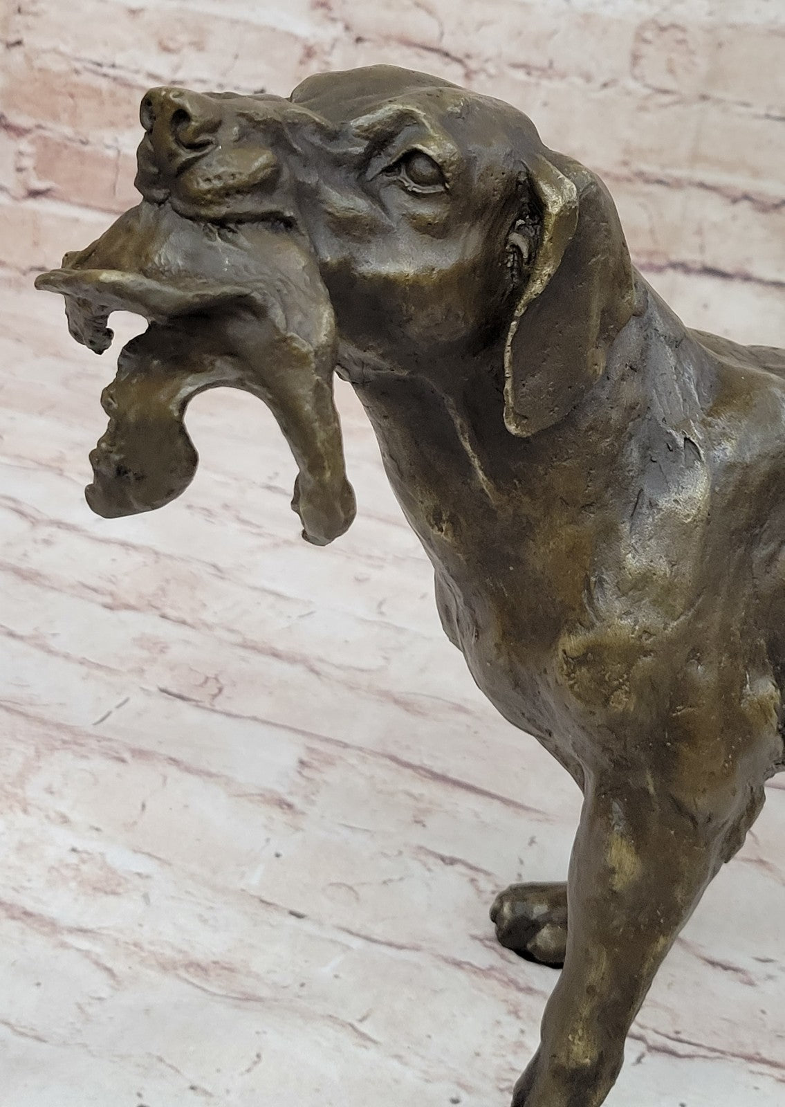 Bronze Sculpture Shaggy Dog Captures a Bird Marble Base Figurine Truffot Decor