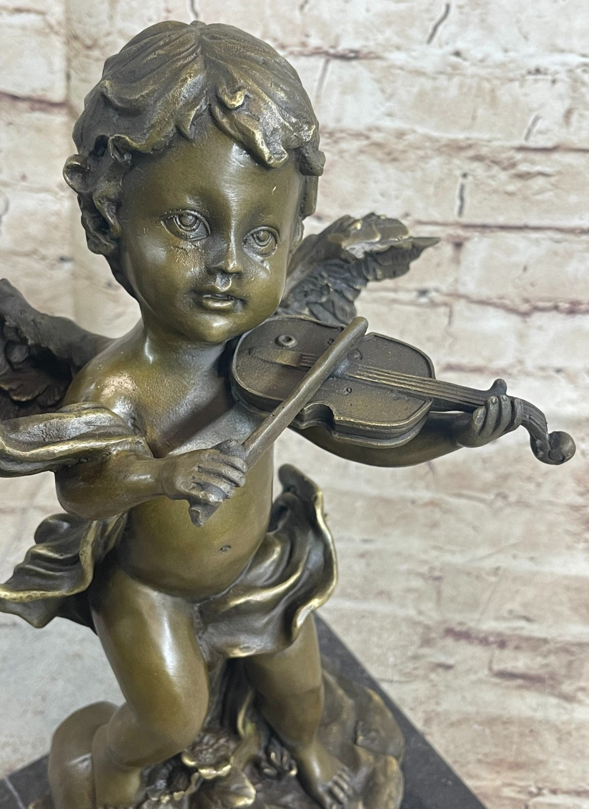 Hand Made Nude Angel with Violin Genuine Solid bronze by Augustine Moreau