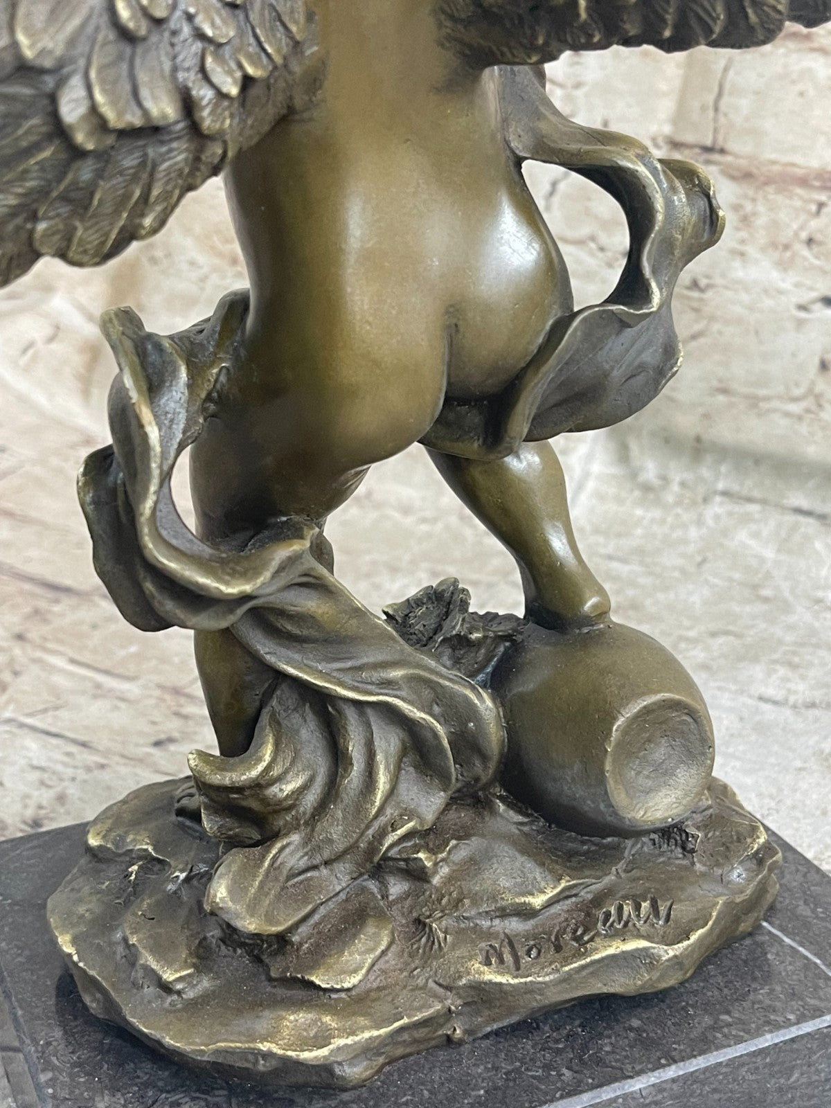 Hand Made Nude Angel with Violin Genuine Solid bronze by Augustine Moreau