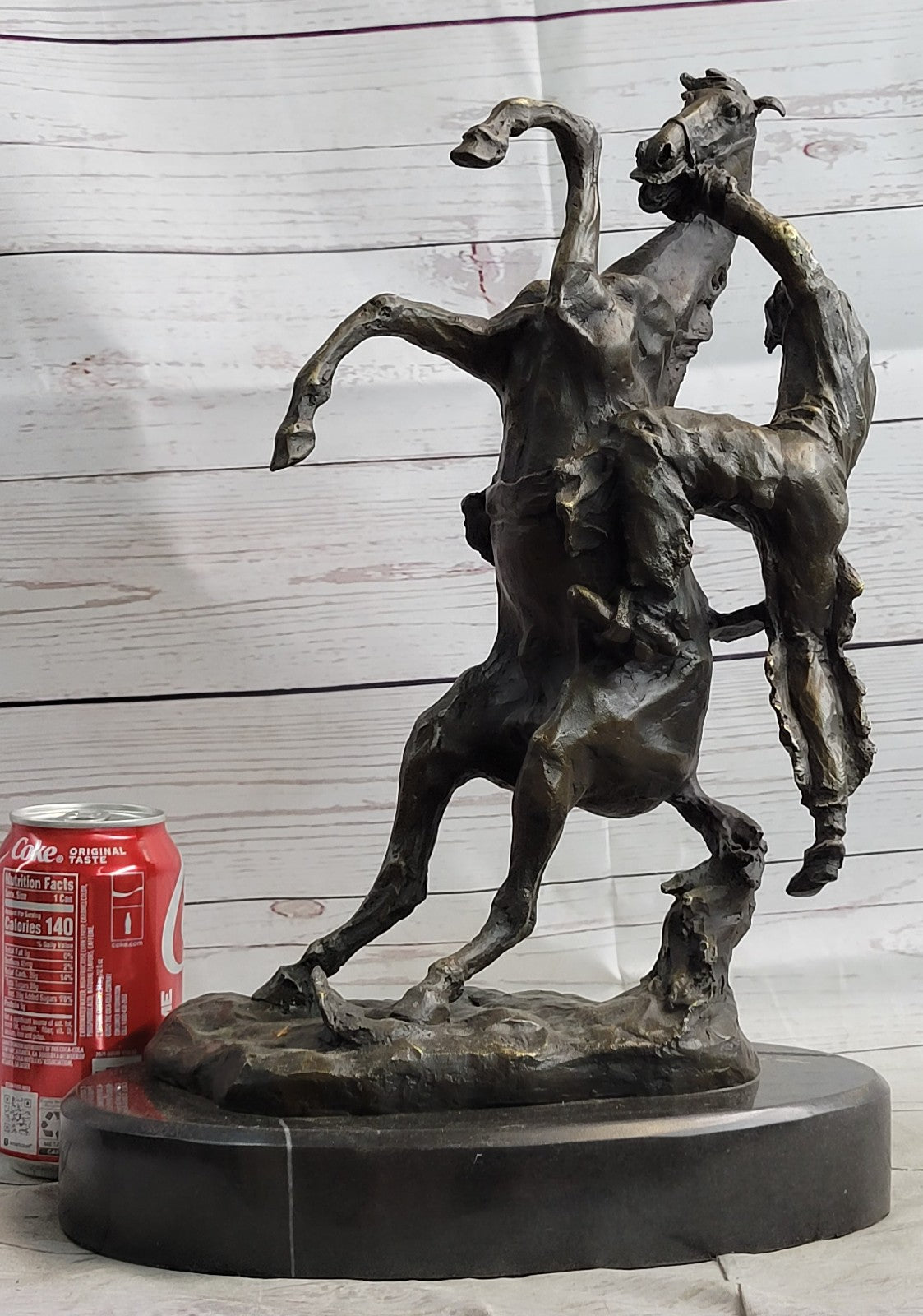 Rearing Thoroughbred Quarter Horse Rodeo Western Farm Art Bronze Marble Statue