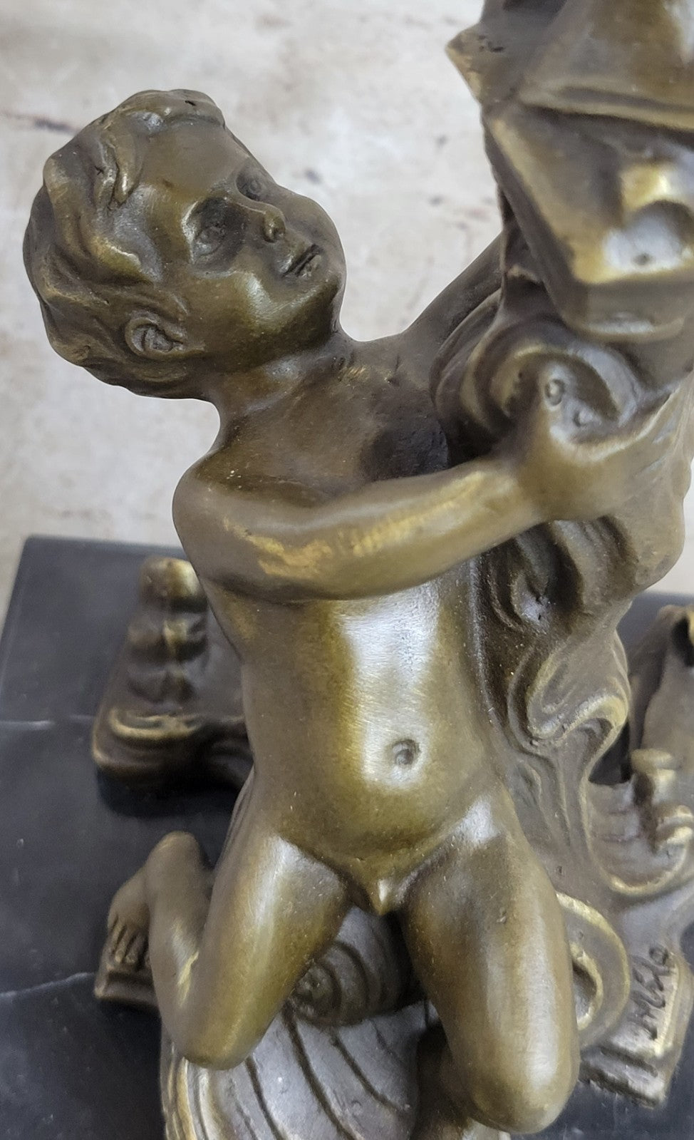 RARE EROTIC NUDE BOY BRONZE CANDLE HOLDER ART DECO FIGURINE HOME DECOR GIFT