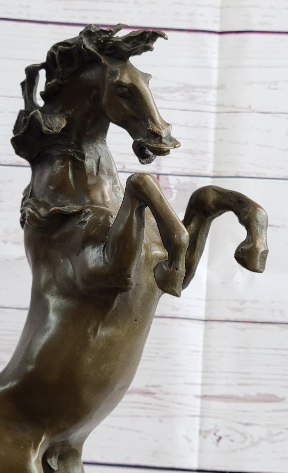 Rodeo Western Rearing Horse Farm Ranch Bronze Marble Statue Art Sculpture SALE