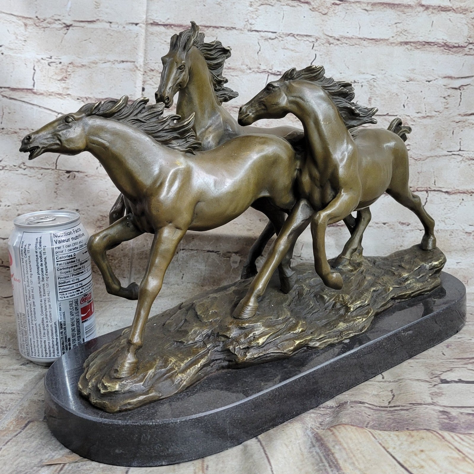 Art Deco 3 Wild Horses Running Bronze Masterpiece Sculpture 26 LBS Figurine SALE