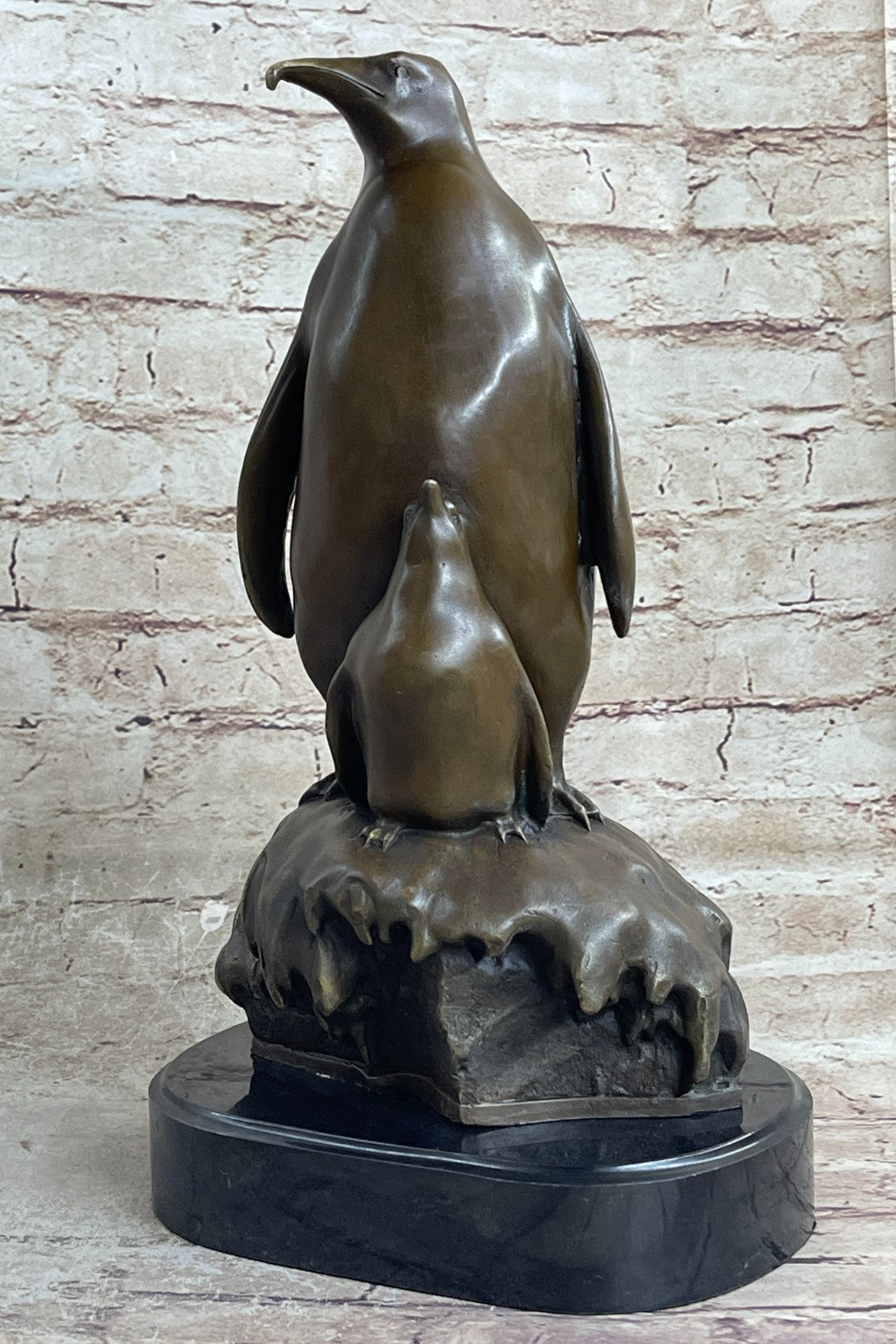 Bronze Art Zoo South Pole Birds Penguin Animal Statue 14" Tall Sculpture Statue