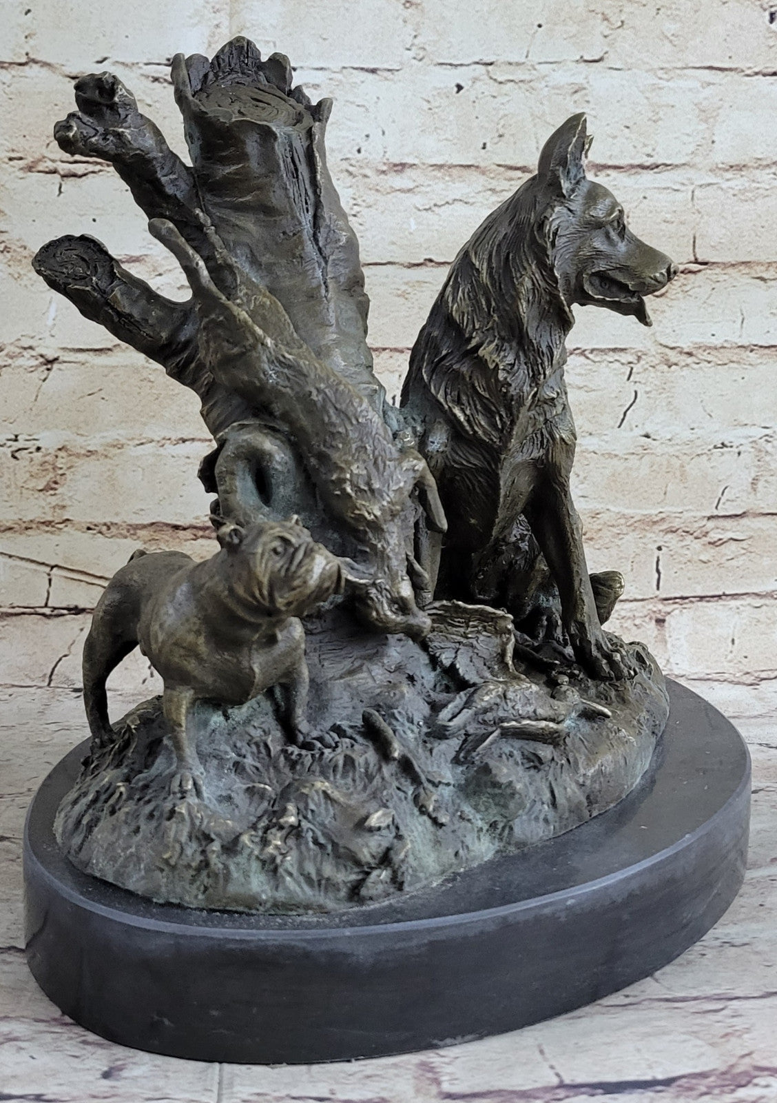 Handcrafted bronze sculpture SALE Marble Shepherd Bulldog English Dogs Hunting