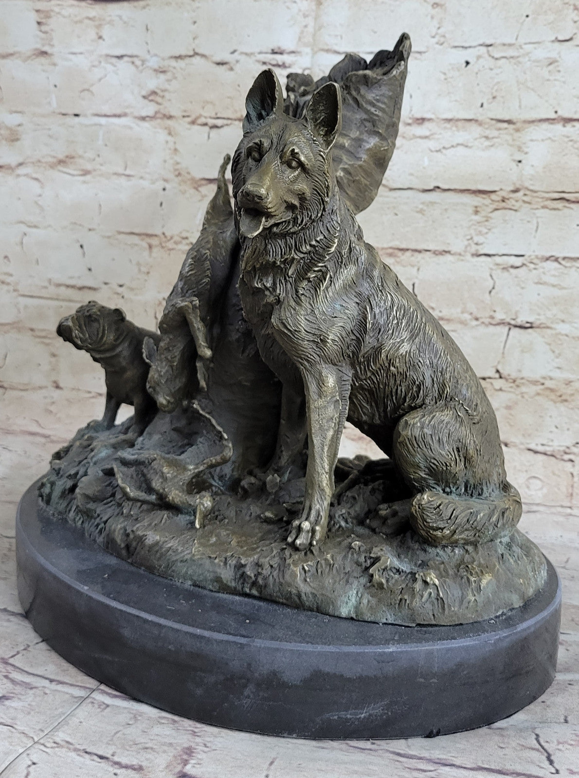 Handcrafted bronze sculpture SALE Marble Shepherd Bulldog English Dogs Hunting