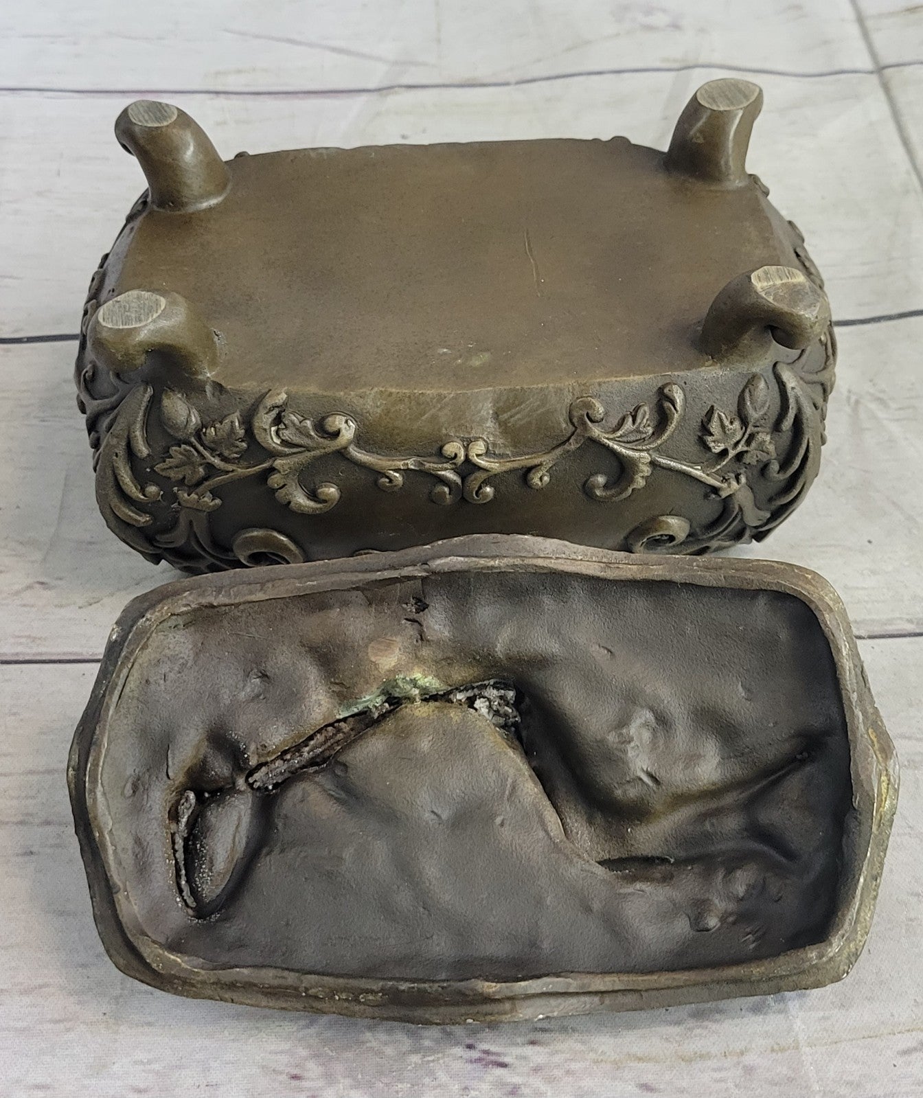 French Bronze Huge Jewelry Trinket Dresser Box Casket Display Figural Sale Gift