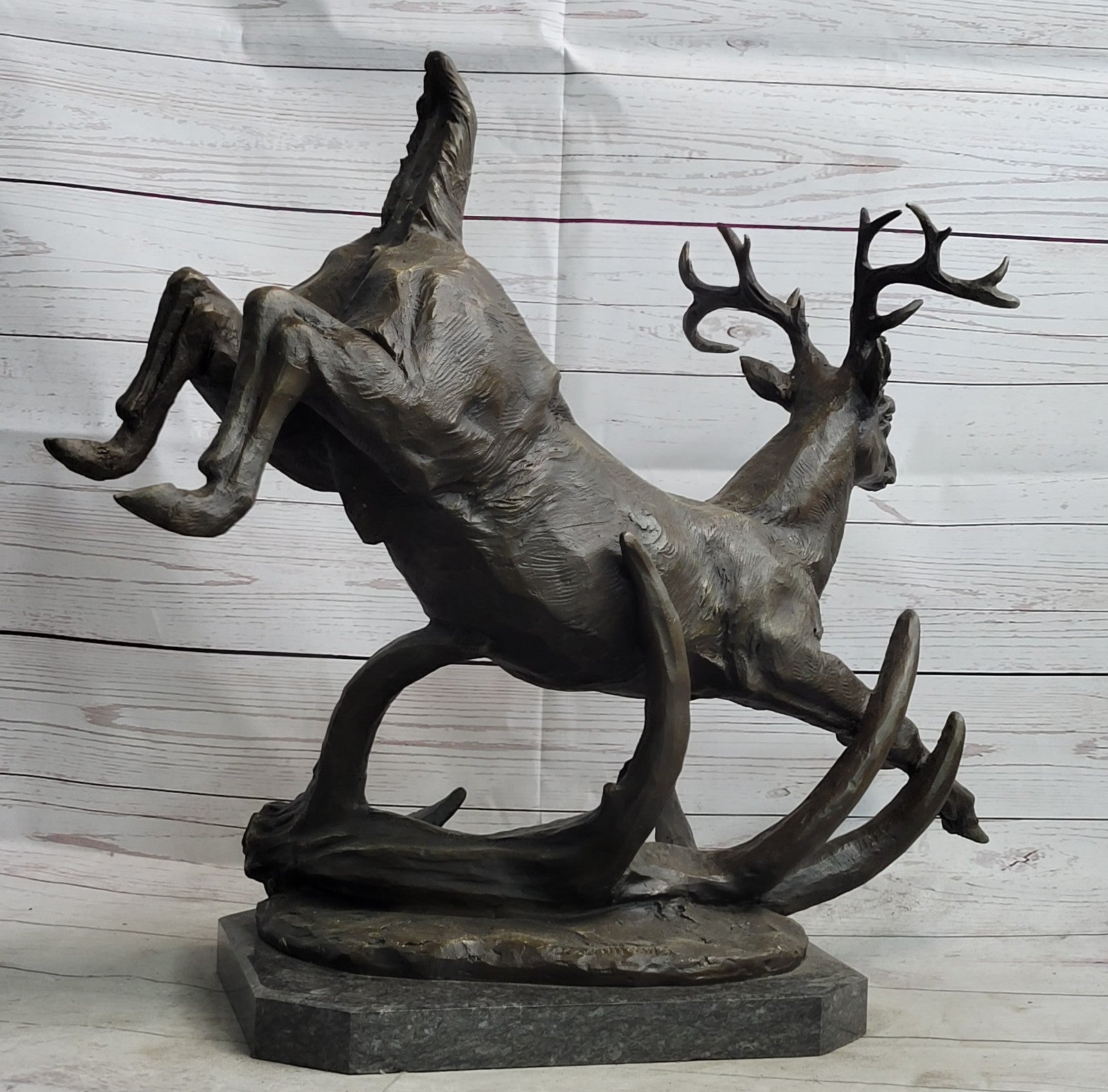 Extra Large Original Male Deer Buck Stag Bronze Sculpture by Williams Figure Art