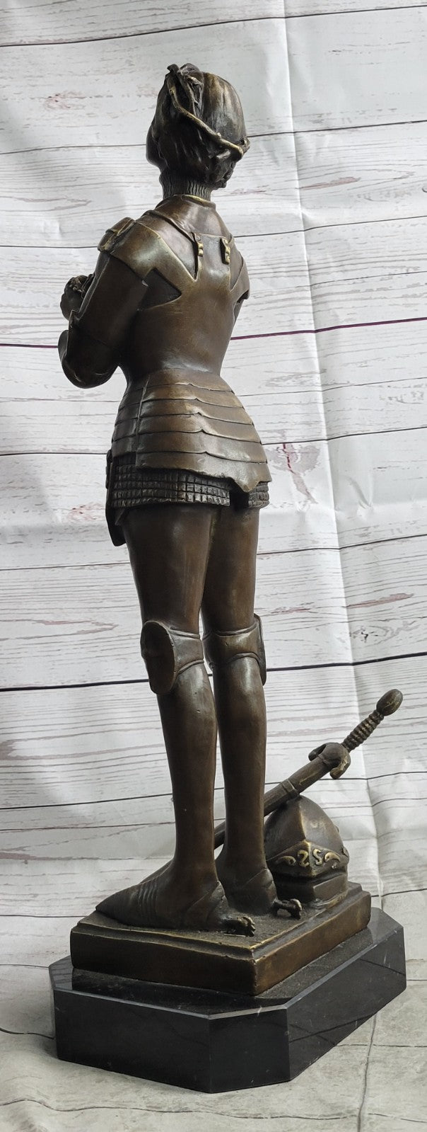 MAID ORLEANS FRENCH PRAYING HEROINE SOLDIER Bronze Sculpture Statue Figurine T