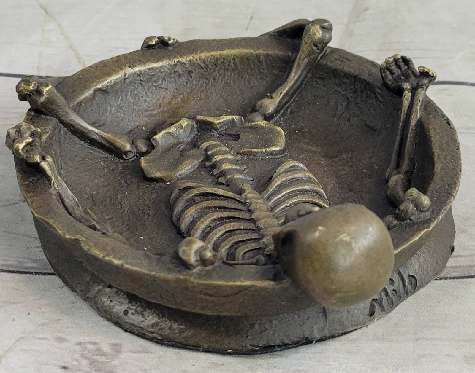 Handcrafted bronze sculpture SALE Asht From Emerges Skeleton Full Original Sign