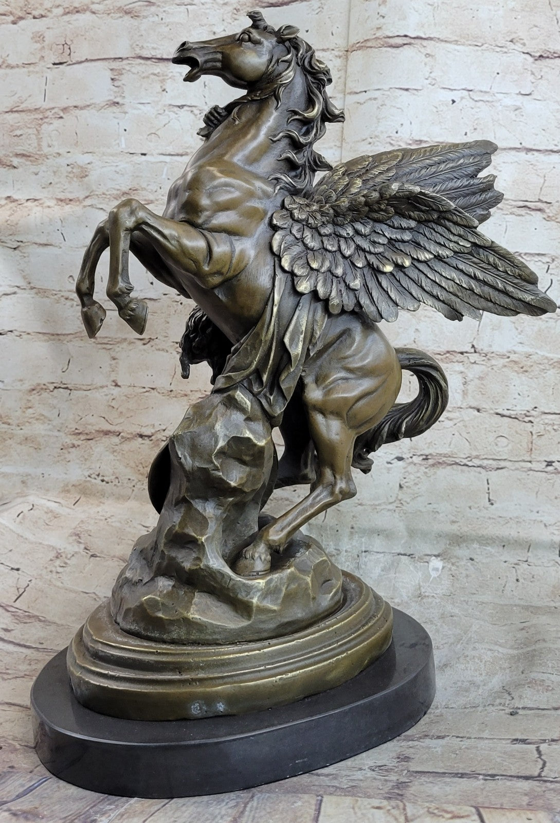 PERSEUS & PEGASUS INSANELY DETAILED BRONZE SIGNED ORIGINAL ART STATUE BY VITALEH