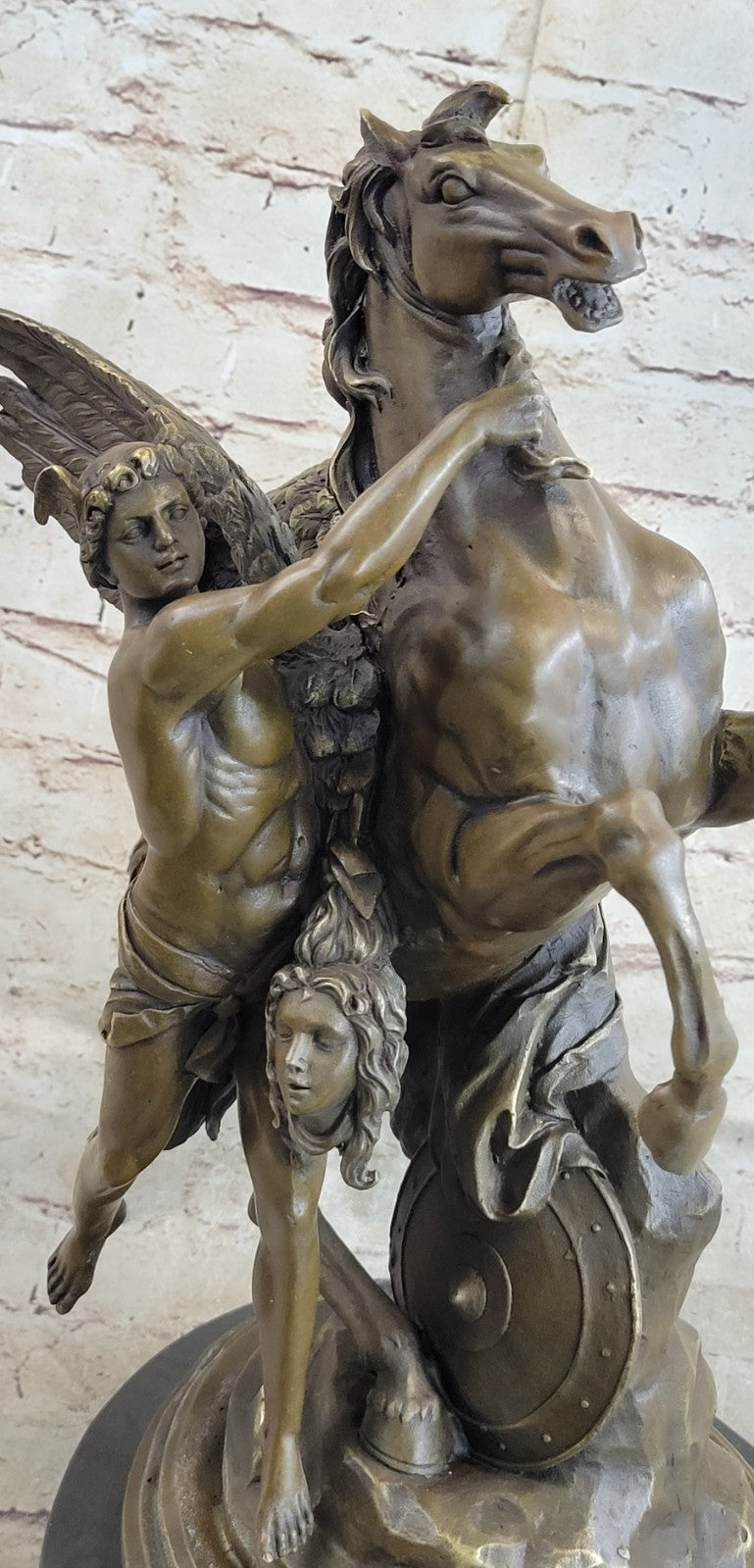 PERSEUS & PEGASUS INSANELY DETAILED BRONZE SIGNED ORIGINAL ART STATUE BY VITALEH