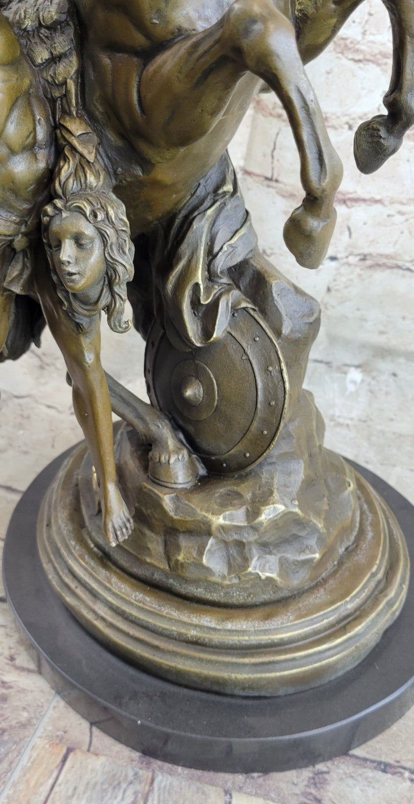 PERSEUS & PEGASUS INSANELY DETAILED BRONZE SIGNED ORIGINAL ART STATUE BY VITALEH