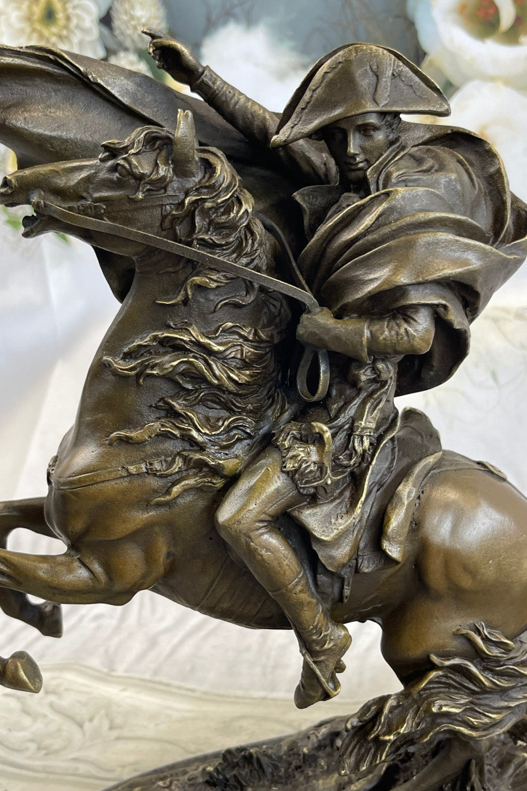 Signed Carpeaux Napoleon Bonaparte on Horse Bronze Sculpture Hot Cast Figurine