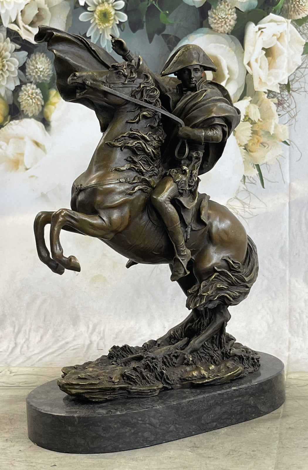 Signed Carpeaux Napoleon Bonaparte on Horse Bronze Sculpture Hot Cast Figurine