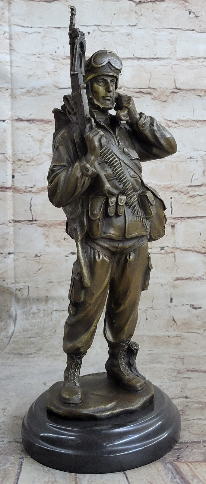 A Tribute to American Soldiers by Fisher Bronze Sculpture Marble Figure Decor