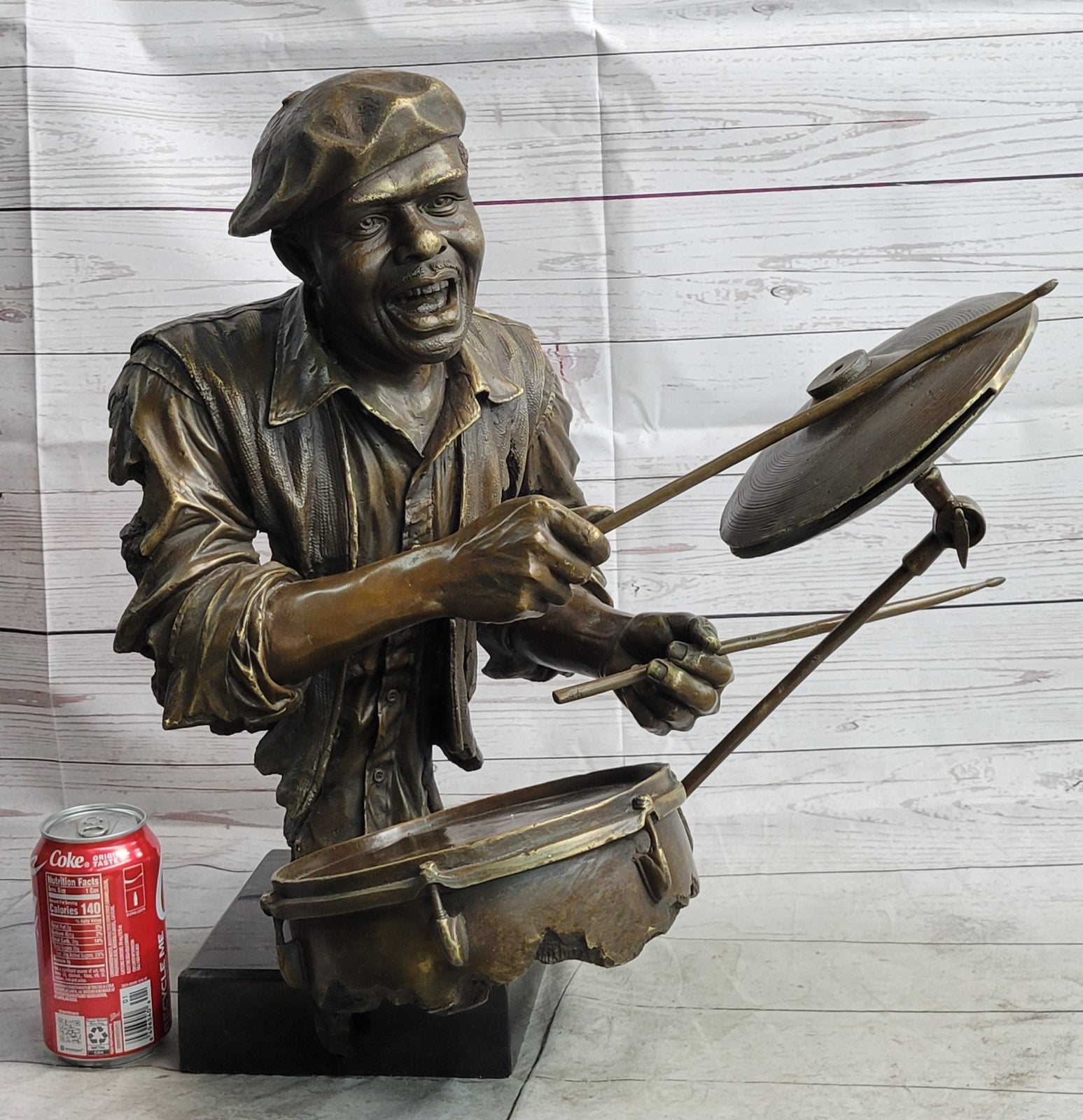 Hand Made Detailed Drum Player by Lost Wax Method Sculpture Home Decoration