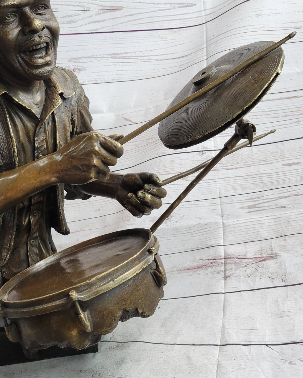 Hand Made Detailed Drum Player by Lost Wax Method Sculpture Home Decoration