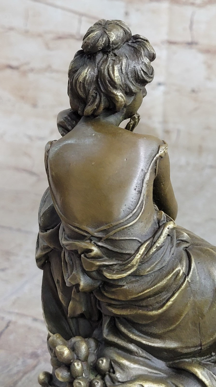 Western Art Deco Sculpture Abstract Woman Lady Thinking Bronze Statue Signed