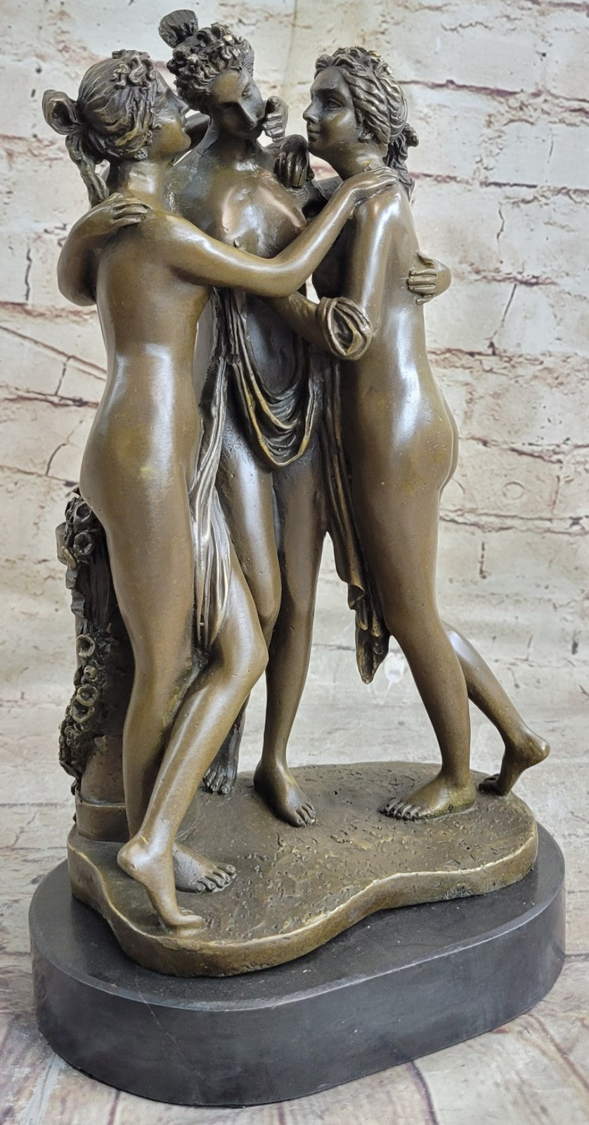 THE THREE GRACES BRONZE STATUE SCULPTURE HOT CAST FIGURINE NO RESERVE NUDE DECOR