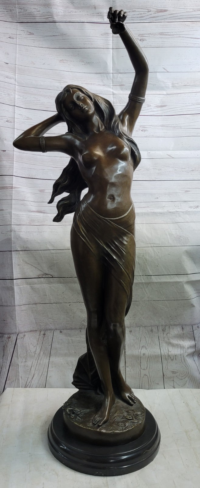 Exquisite Large Bronze Sculpture: Handcrafted Nude Venus by Moreau  Lost Wax Method