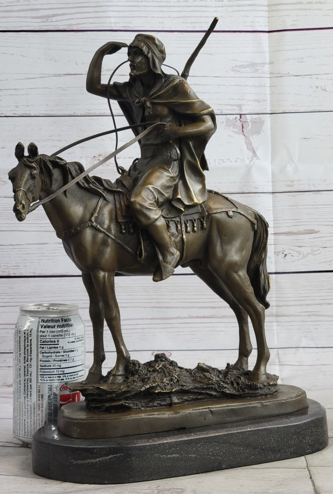 Middle Eastern Arab Guy on a Horse Home Office Decoration Bronze Sculpture Statue