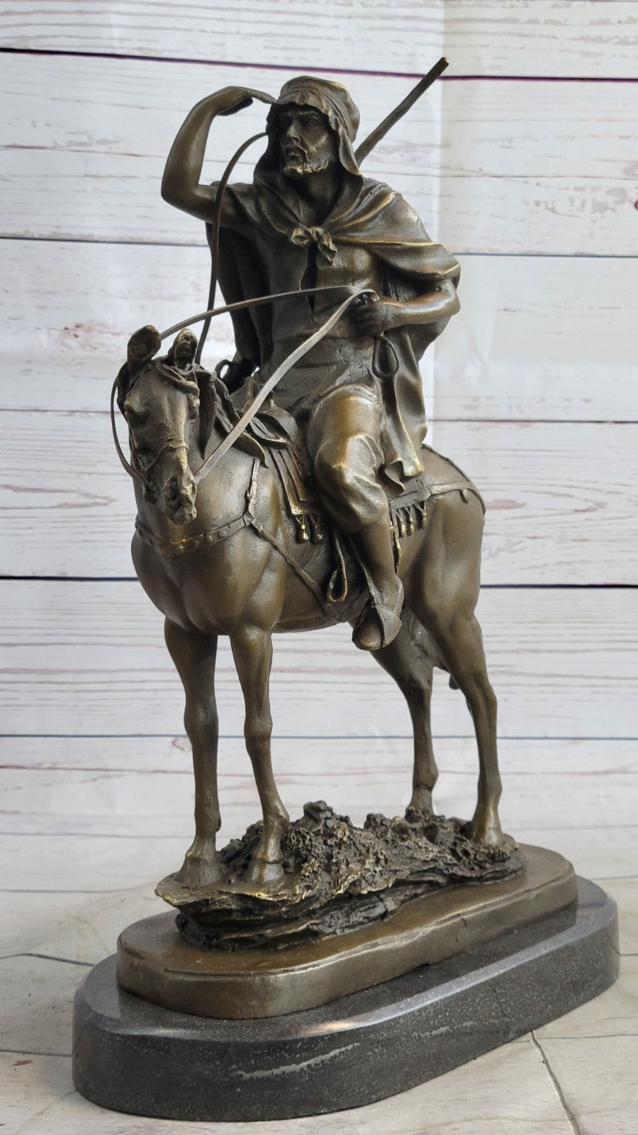 Middle Eastern Arab Guy on a Horse Home Office Decoration Bronze Sculpture Statue