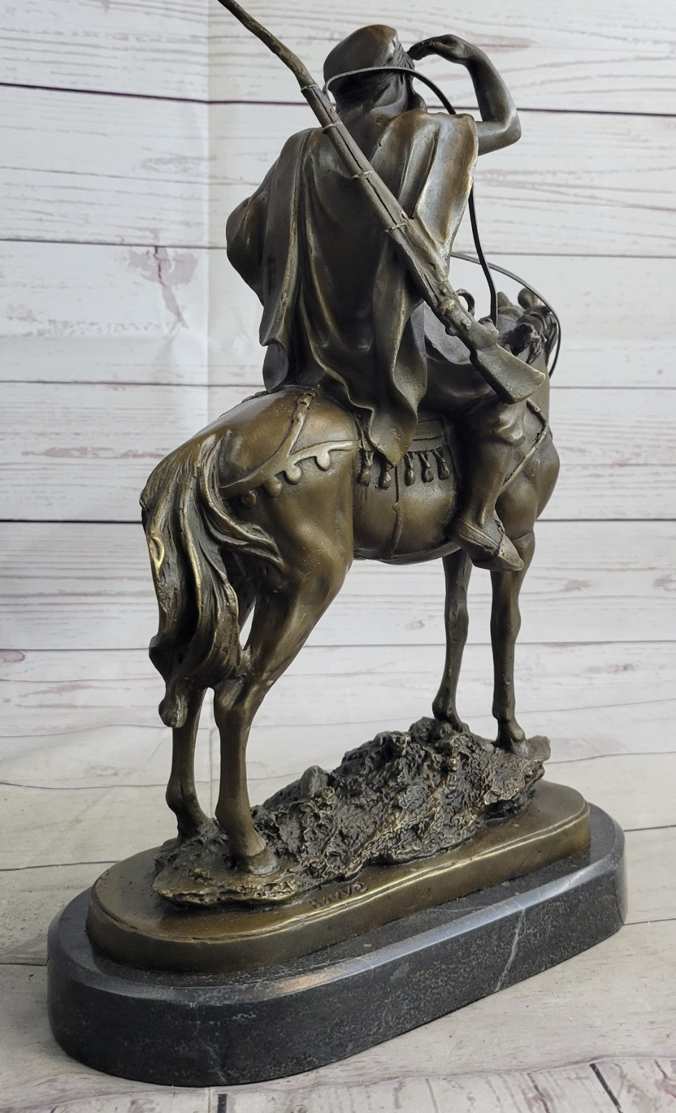 Middle Eastern Arab Guy on a Horse Home Office Decoration Bronze Sculpture Statue