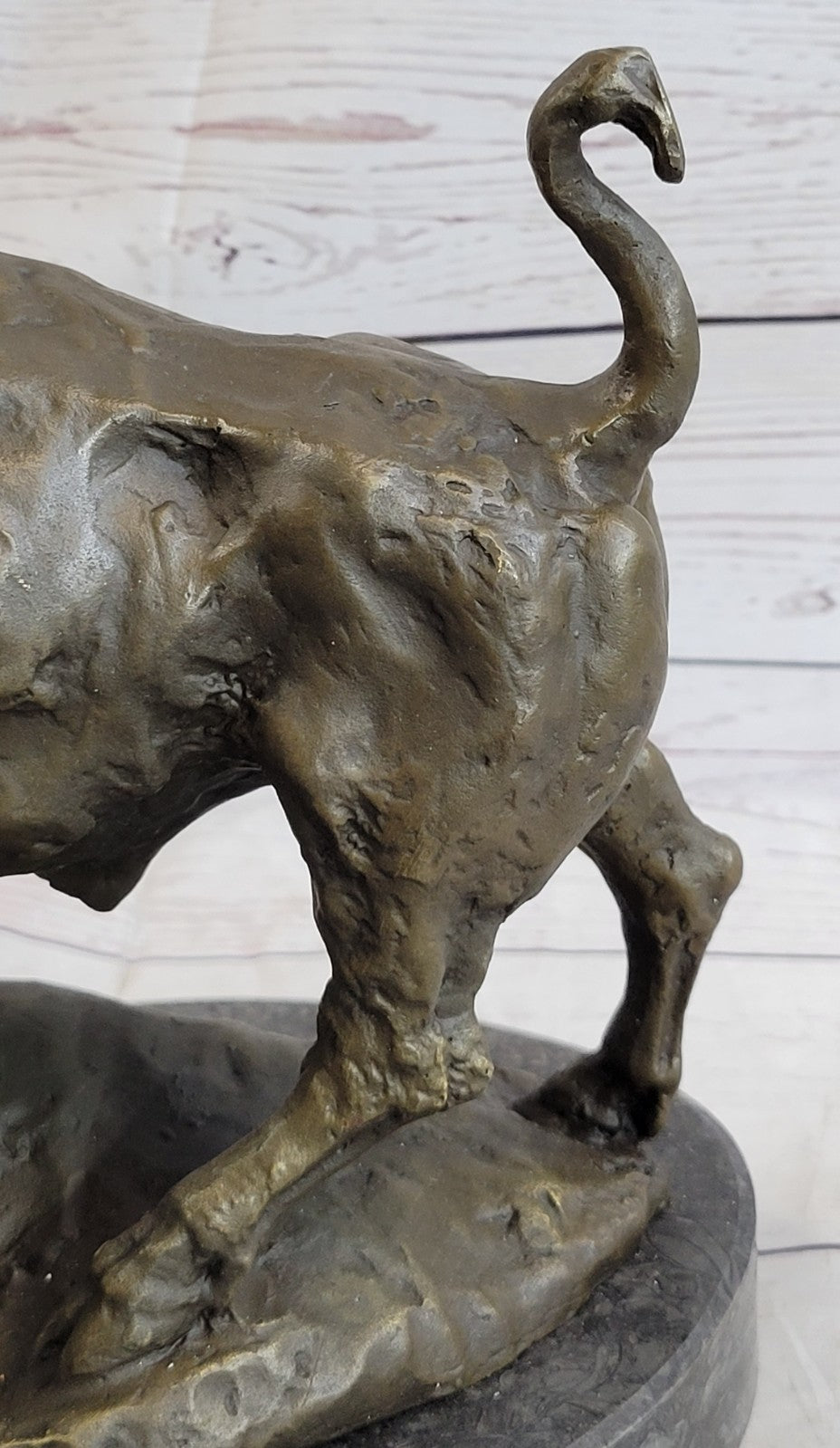 Hot Cast Bronze American Buffalo Sculpture Signed Barye Hand Made Figurine Decor