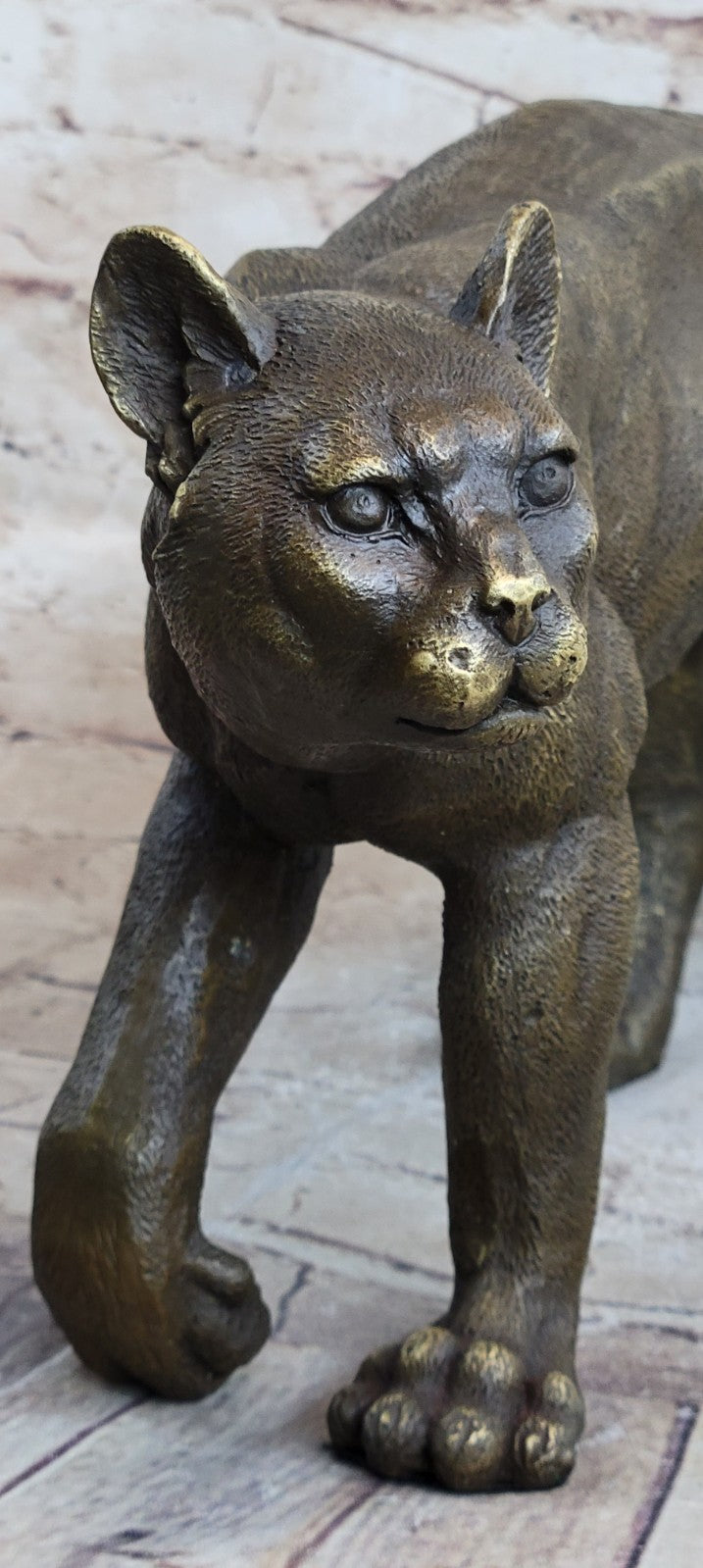 ART DECOR PURE BRONZE CHEETAH STATUE BIG LEOPARD FELINE PANTHER LION JAGUAR