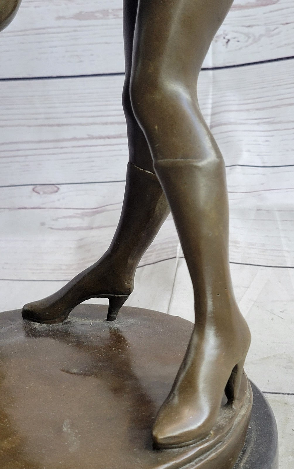 Abstract Modern Art Nude Girl Captive Bronze Sculpture Marble Base Sta