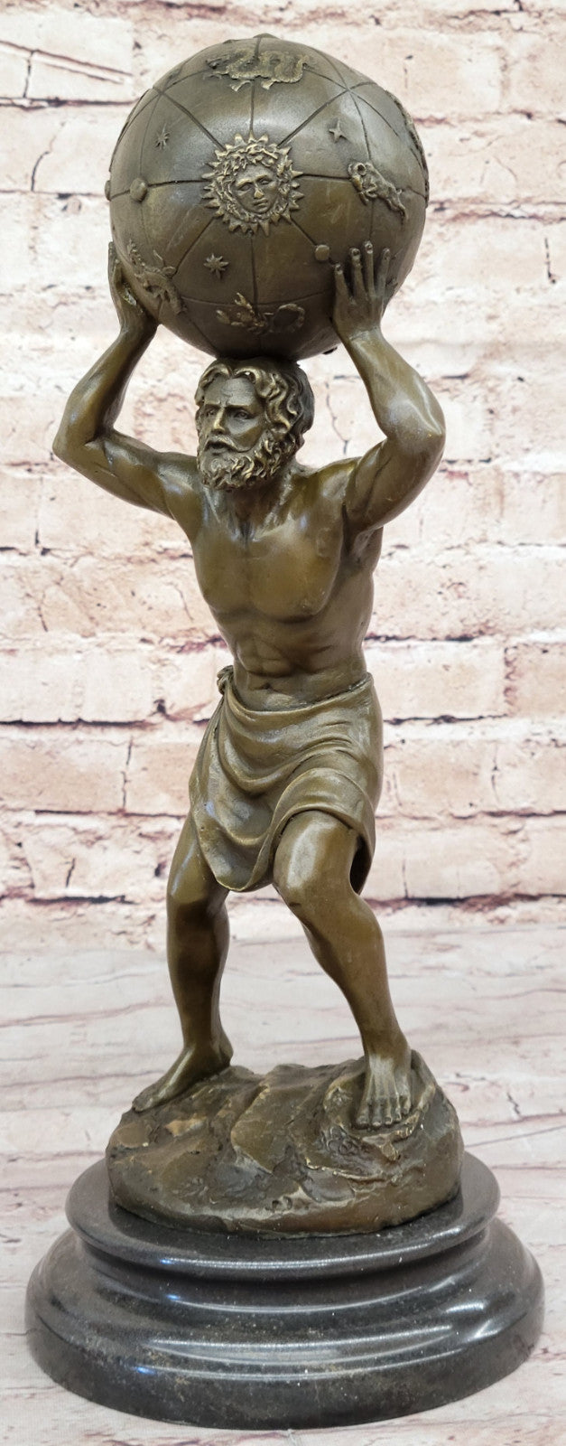 Art Deco Original Aldo Vitaleh Carrying the World Bronze Sculpture Figurine SALE