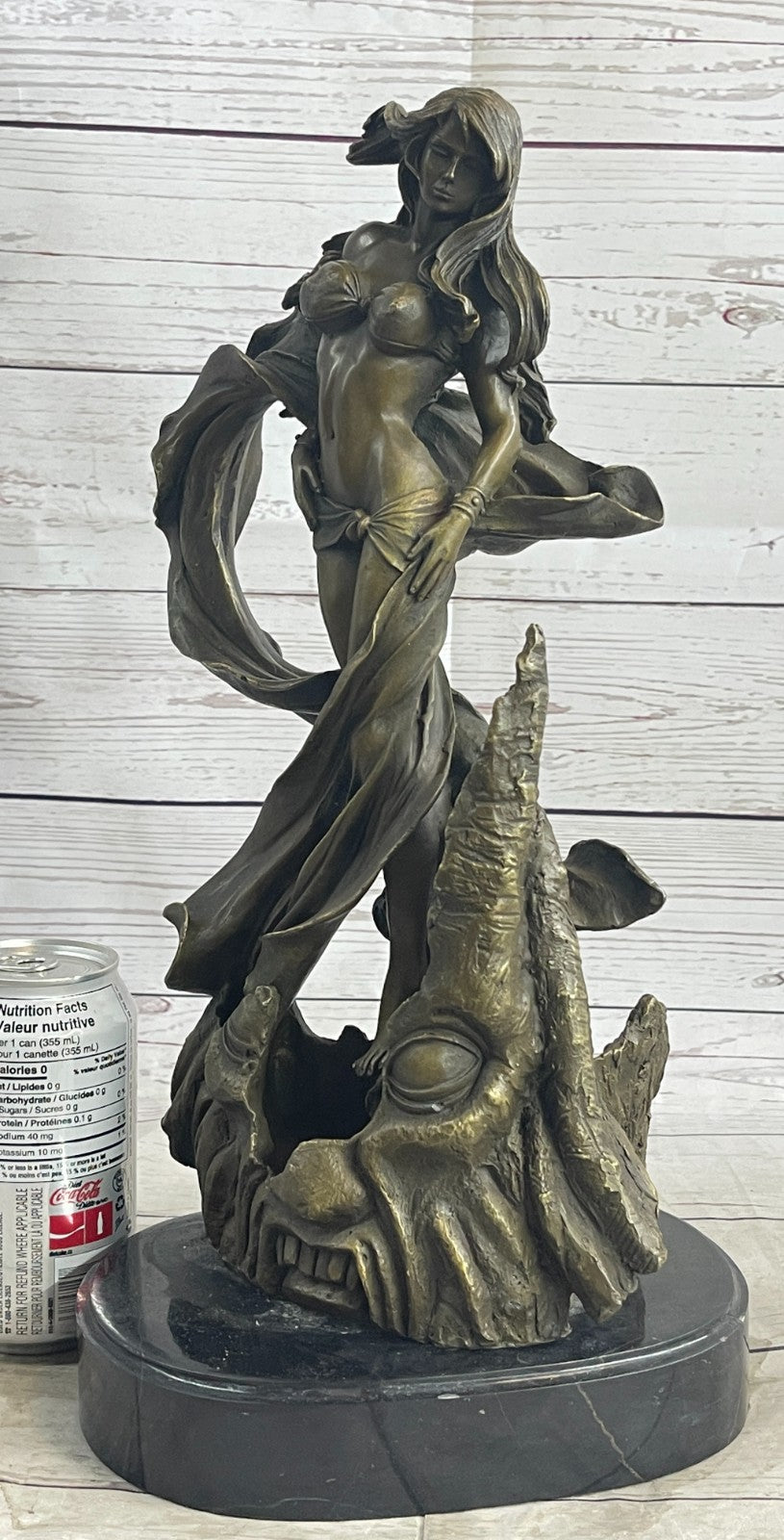 Jean Patoue Sexy Nude Woman Swirl in Fabric Bronze Sculpture Hot Cast Figurine