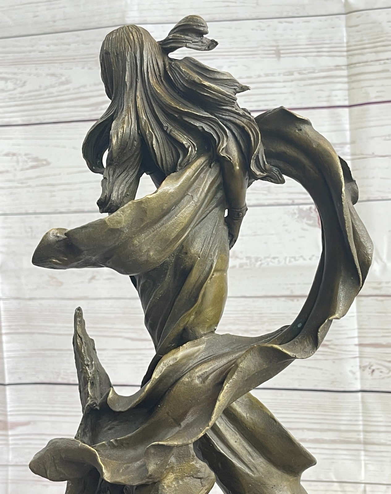 Jean Patoue Sexy Nude Woman Swirl in Fabric Bronze Sculpture Hot Cast Figurine