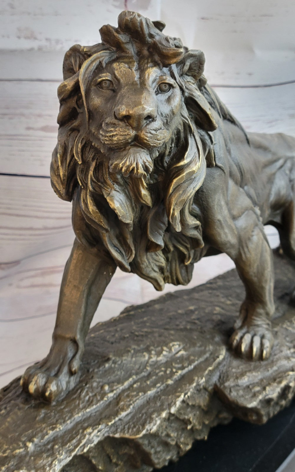 Lion Lioness African Safari Bronze Marble Statue Big Cat Lover Sculptu