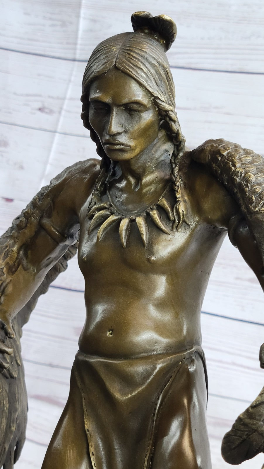 Handcrafted bronze sculpture SALE Art Warrior Indian American Milo Signed Figure