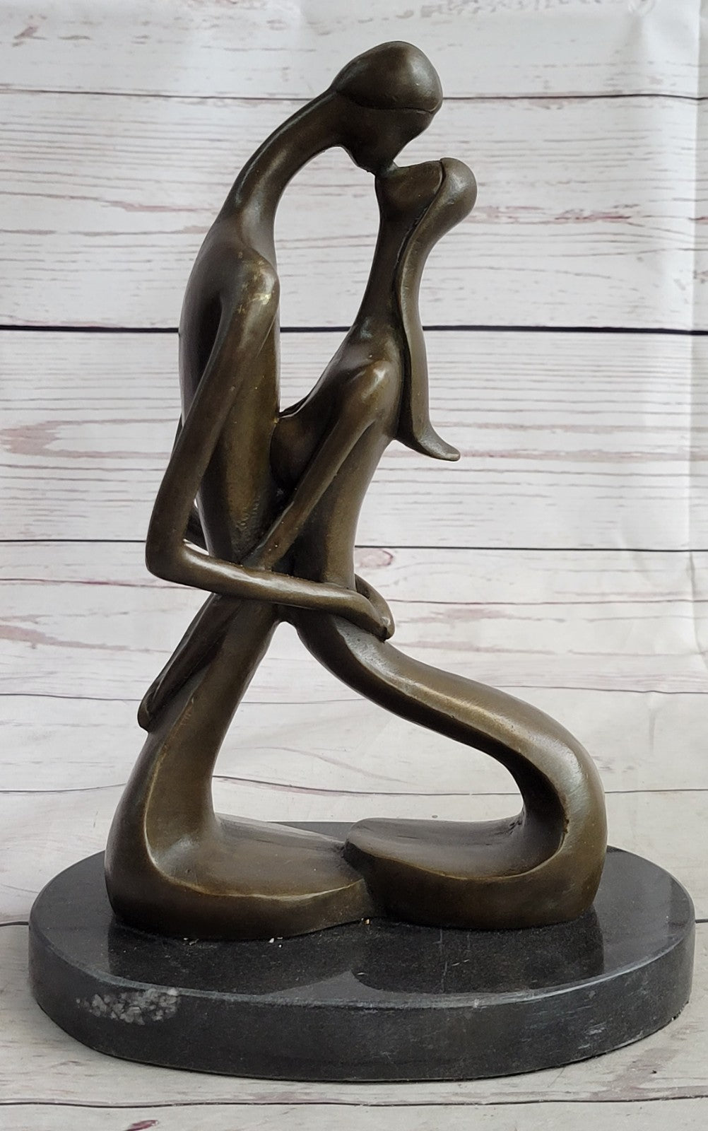 100% Real Bronze Sculpture Nude Lovers Couple Erotic Sexy Art Deco Abstract SALE