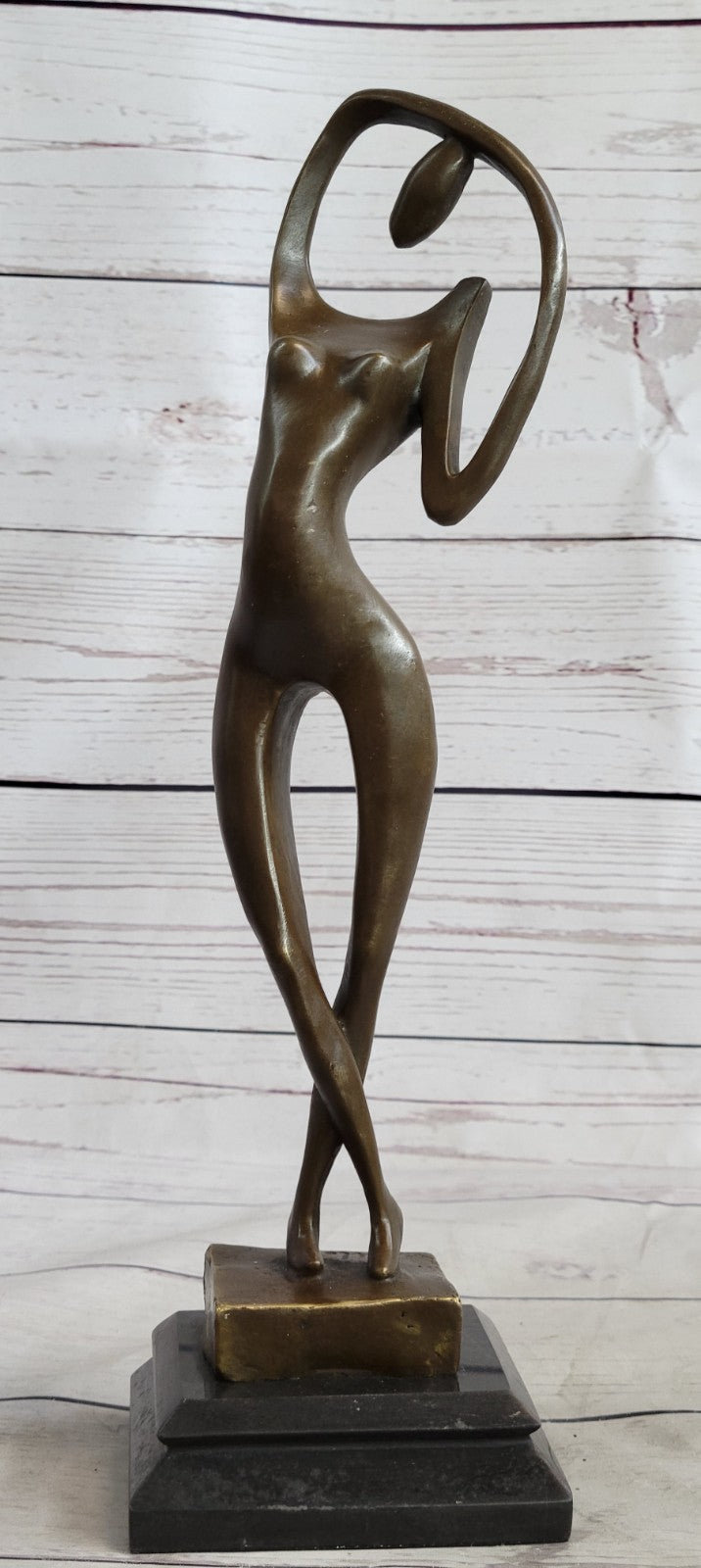 VERY NICE MODERN ART NUDE BRONZE FIGURE SIGNED MILO LARGE SCULPTURE FIGURINE DEA