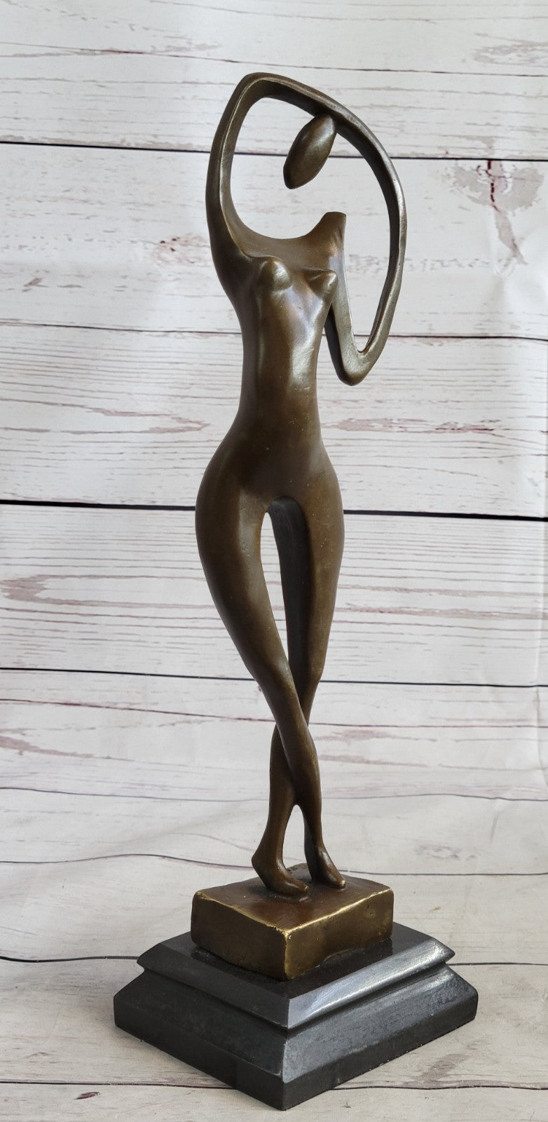 VERY NICE MODERN ART NUDE BRONZE FIGURE SIGNED MILO LARGE SCULPTURE FIGURINE DEA