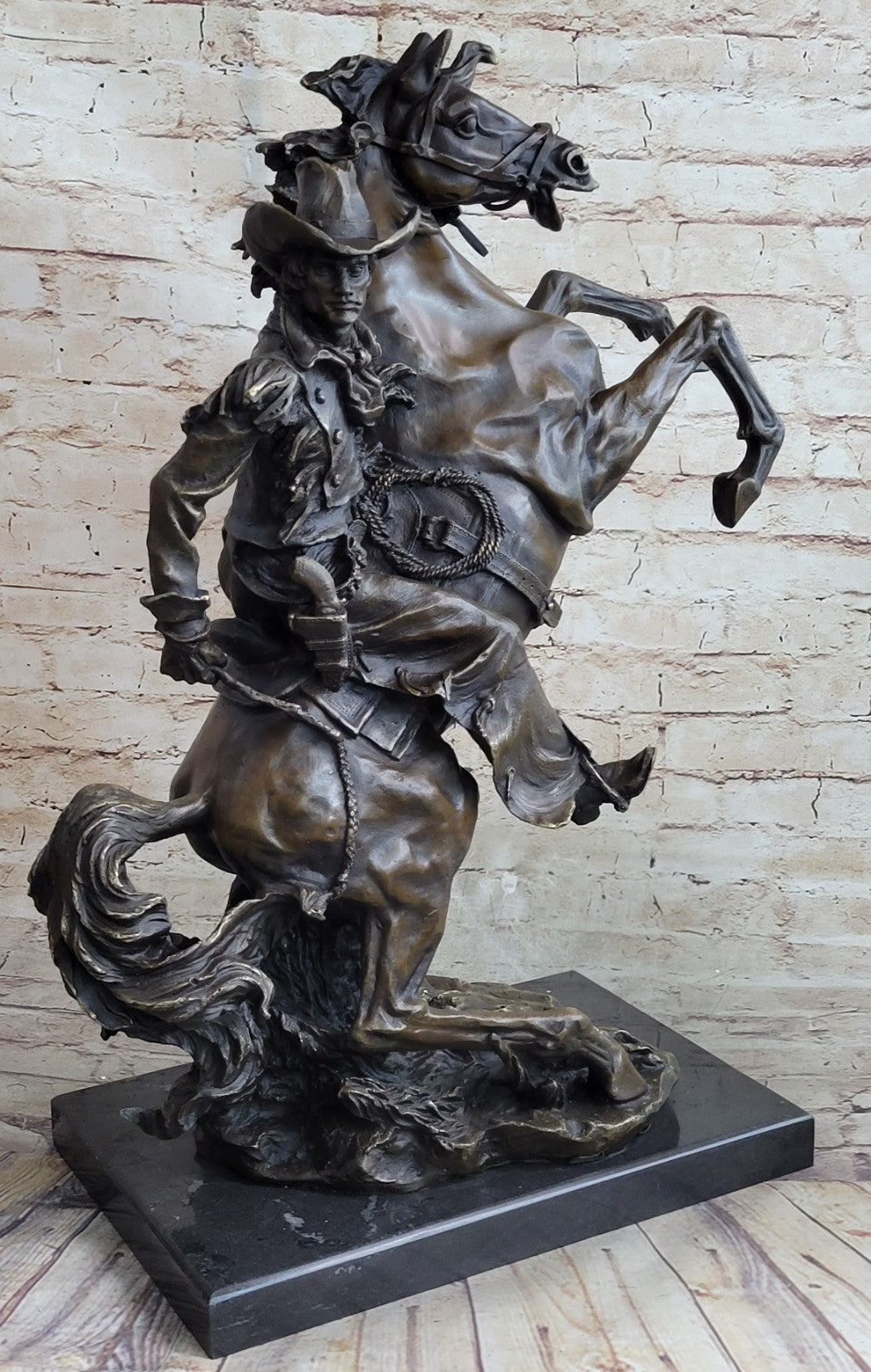 Miguel Lopez Large Original Western Bronze Sculpture Twister Signed Cowboy Horse