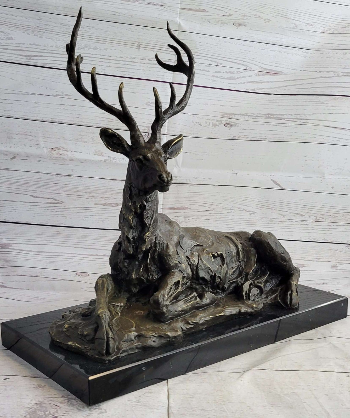 Buck Deer Elk Stag Wildlife Art Cabin Lodge Sportsman Art Bronze Marble Statue