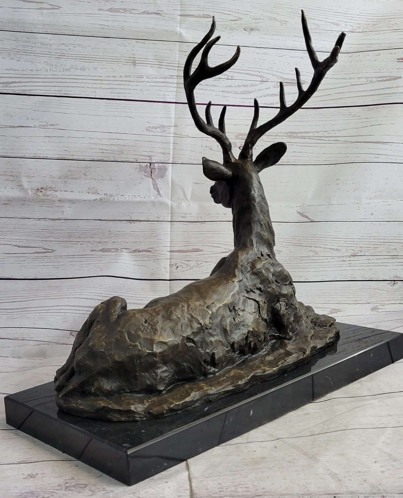 Buck Deer Elk Stag Wildlife Art Cabin Lodge Sportsman Art Bronze Marble Statue