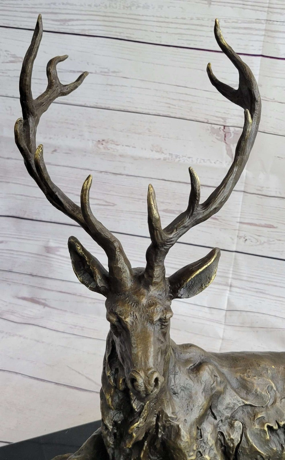 Buck Deer Elk Stag Wildlife Art Cabin Lodge Sportsman Art Bronze Marble Statue